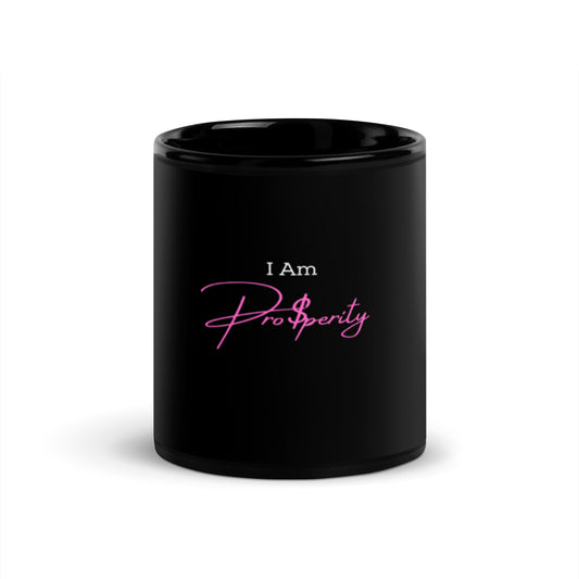 Mug "I Am Prosperity" Pink Black Glossy