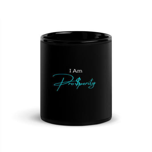 Mug "I Am Prosperity" Turquoise Black Glossy