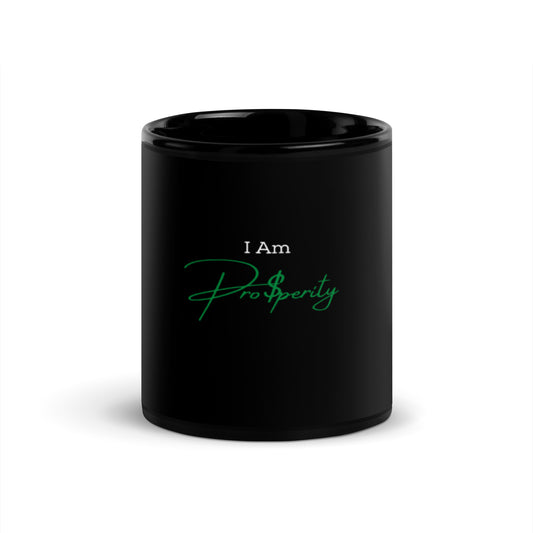 Mug "I Am Prosperity" Green Black Glossy