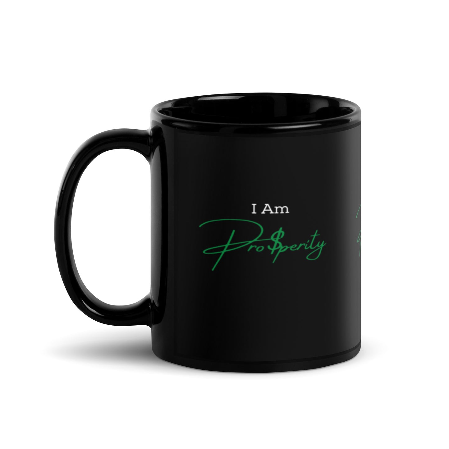 Mug "I Am Prosperity" Green Black Glossy