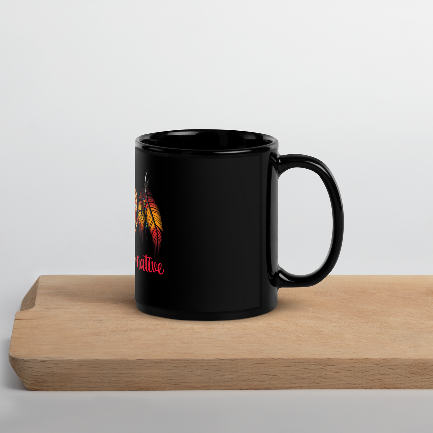 Mug Idigenous "Peace Love Native" Black Glossy