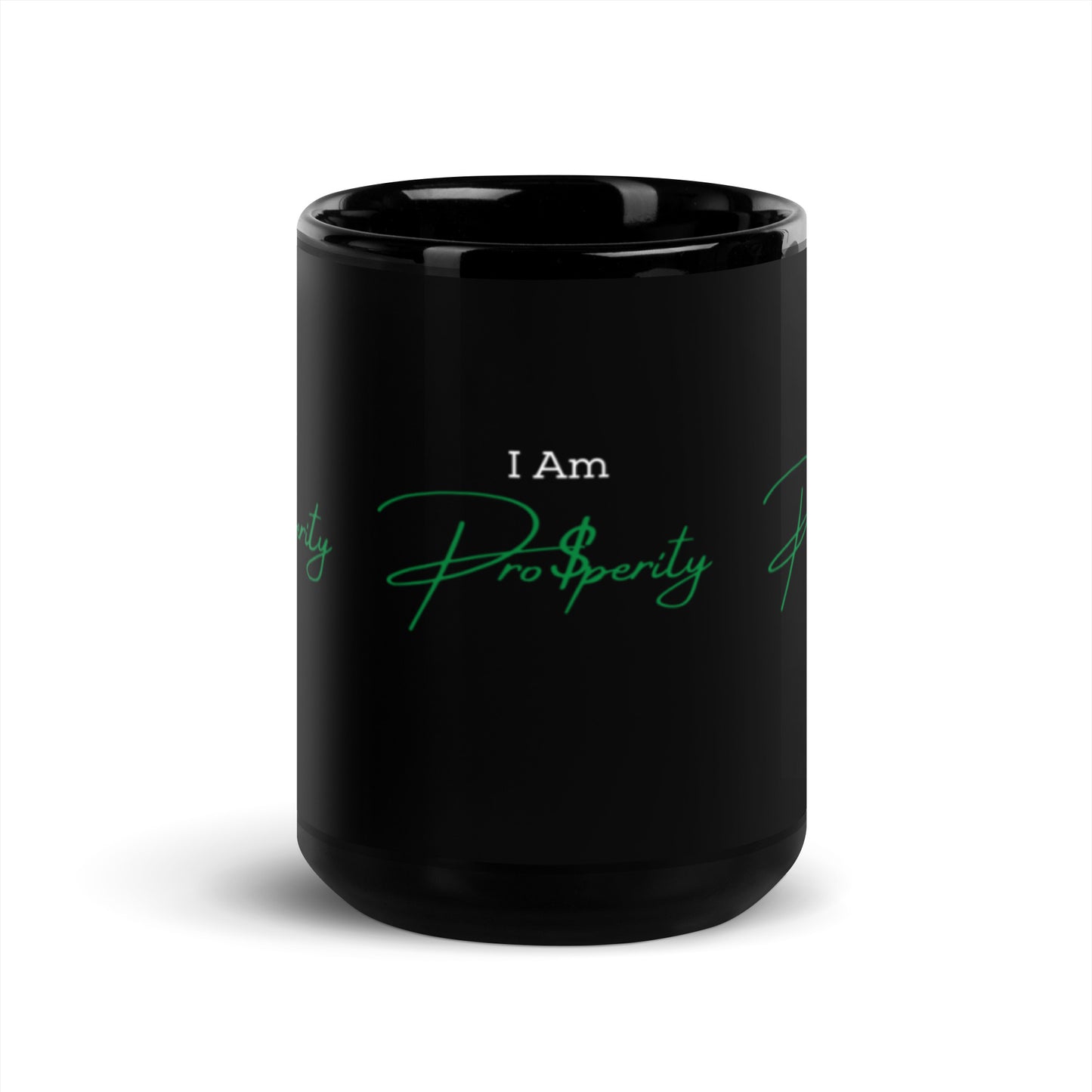 Mug "I Am Prosperity" Green Black Glossy