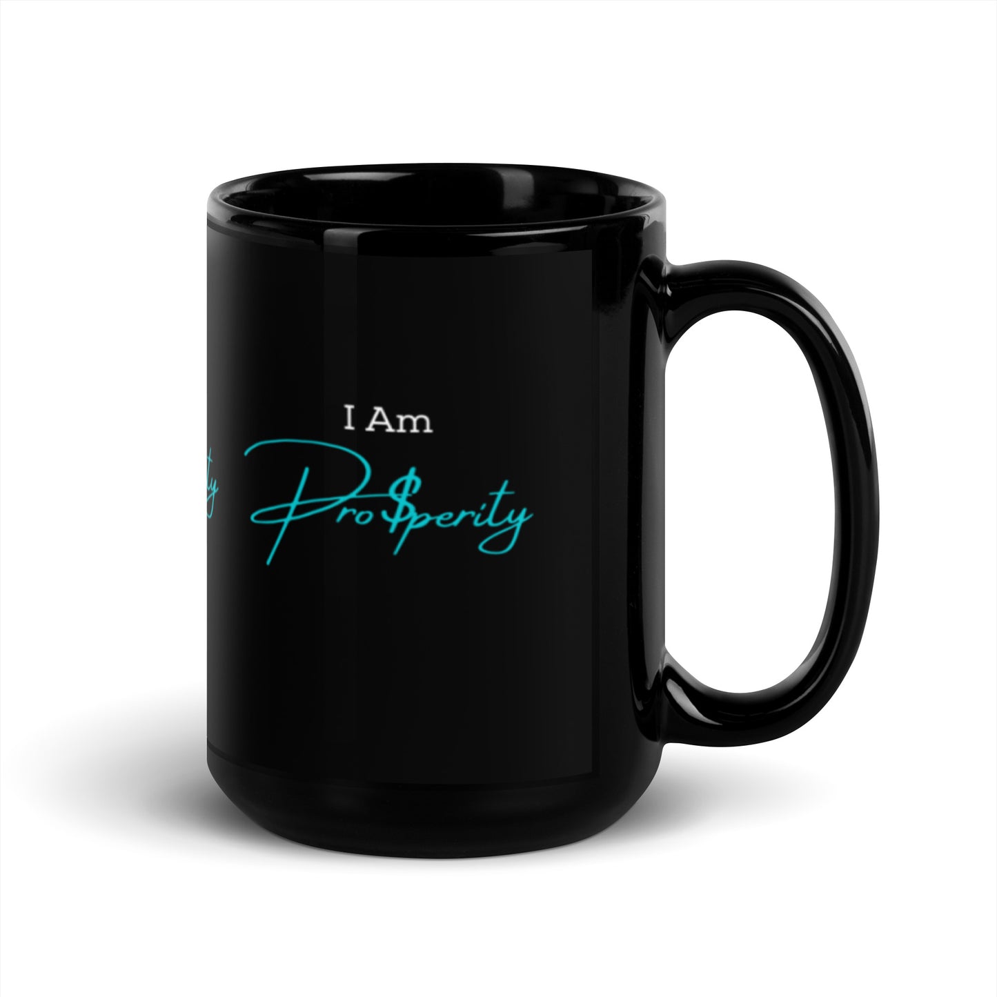 Mug "I Am Prosperity" Turquoise Black Glossy