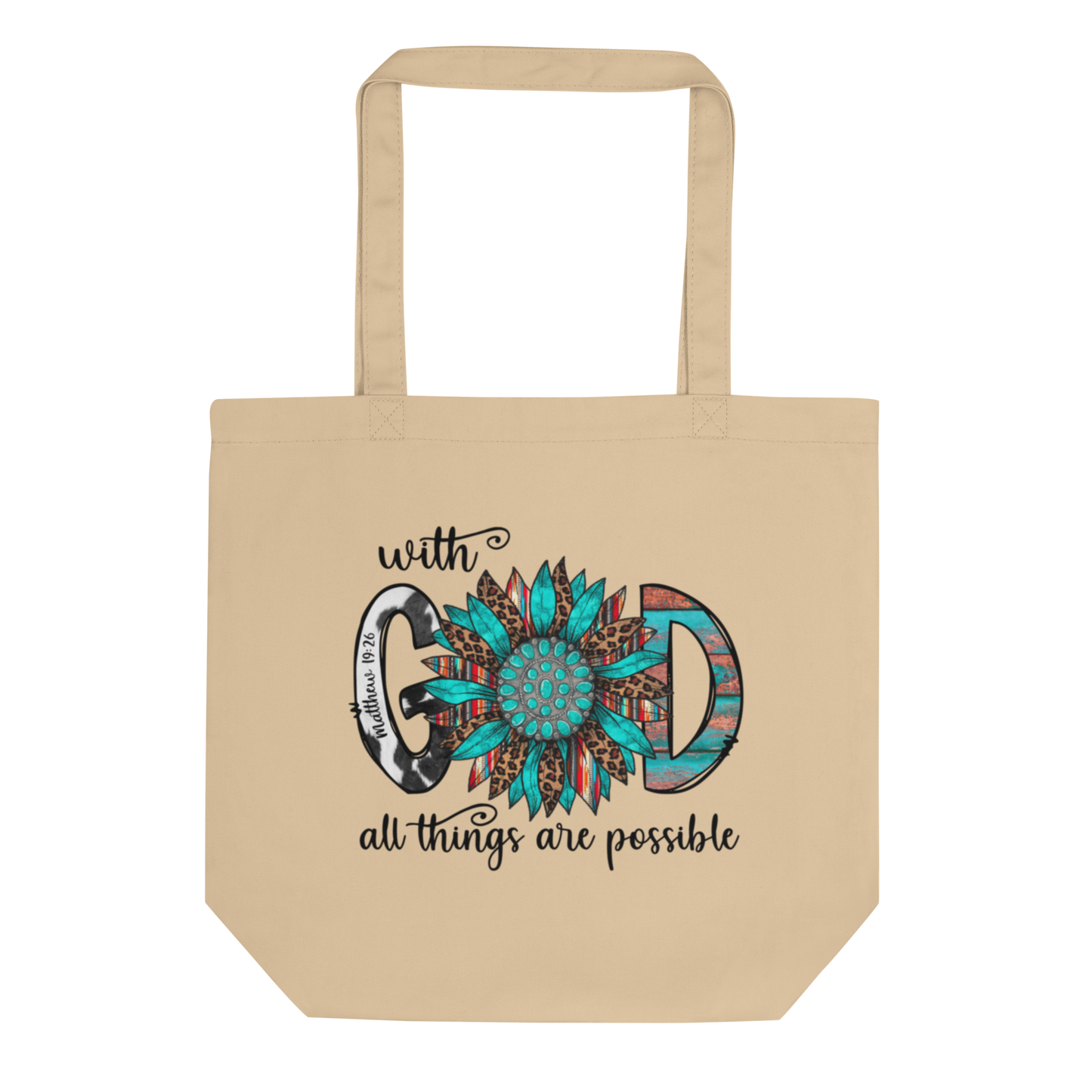 Tote Eco "With God" Turquoise