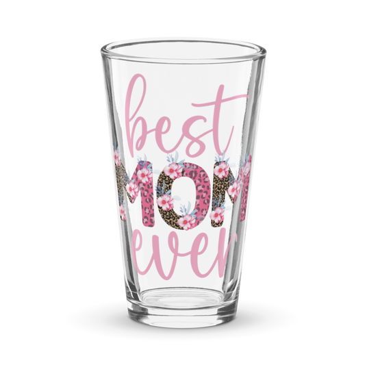 Glass "Best Mom Ever" Pink