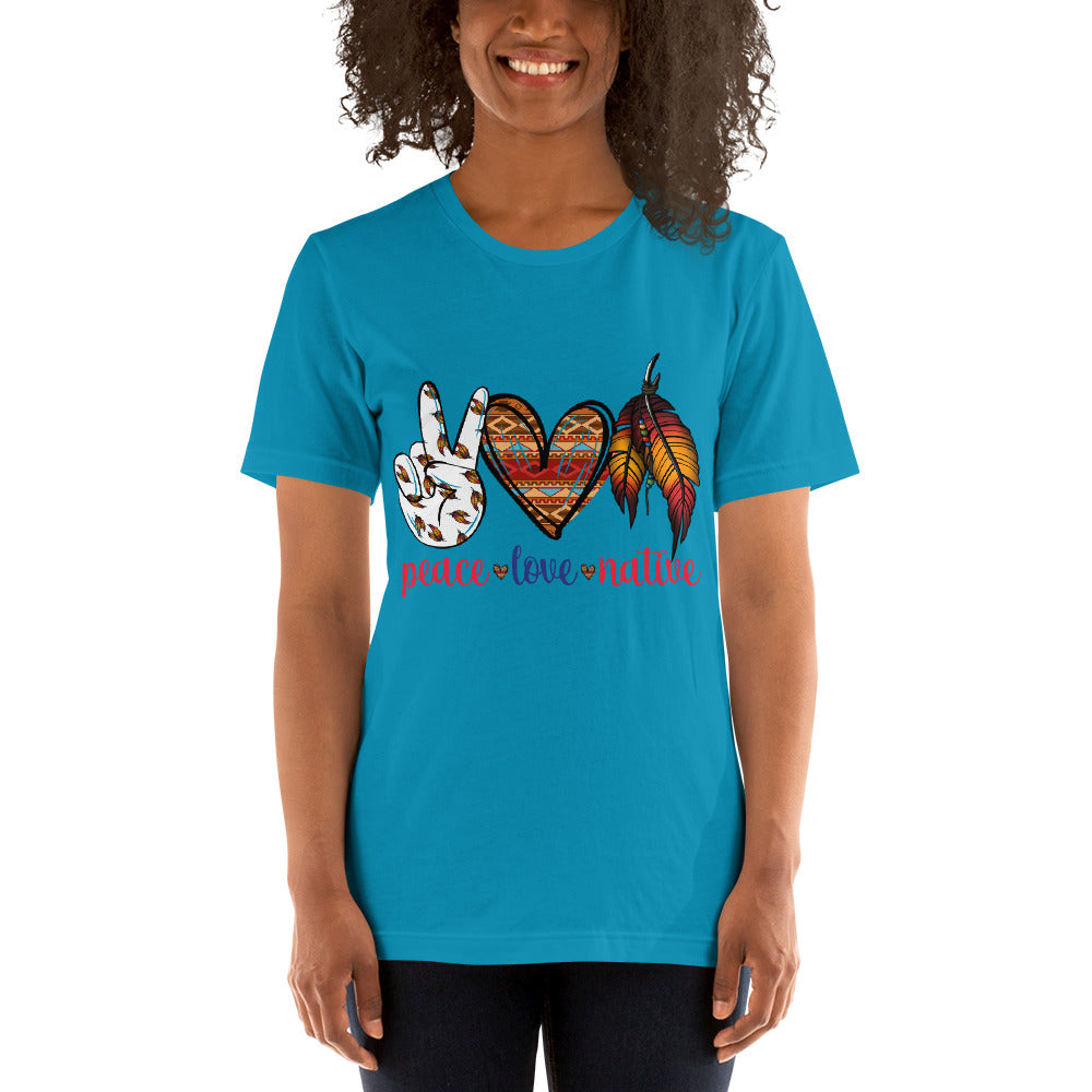 Unisex M/W Indigenous "Peace Love Native" T-shirt