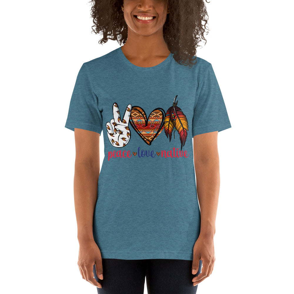 Unisex M/W Indigenous "Peace Love Native" T-shirt