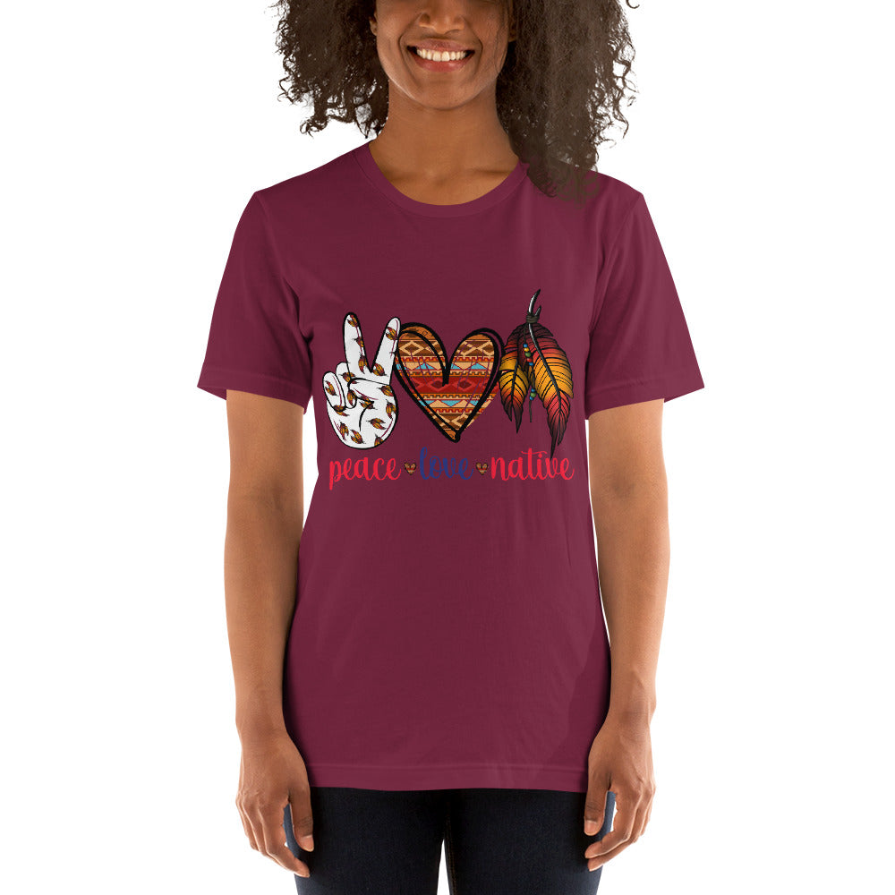 Unisex M/W Indigenous "Peace Love Native" T-shirt