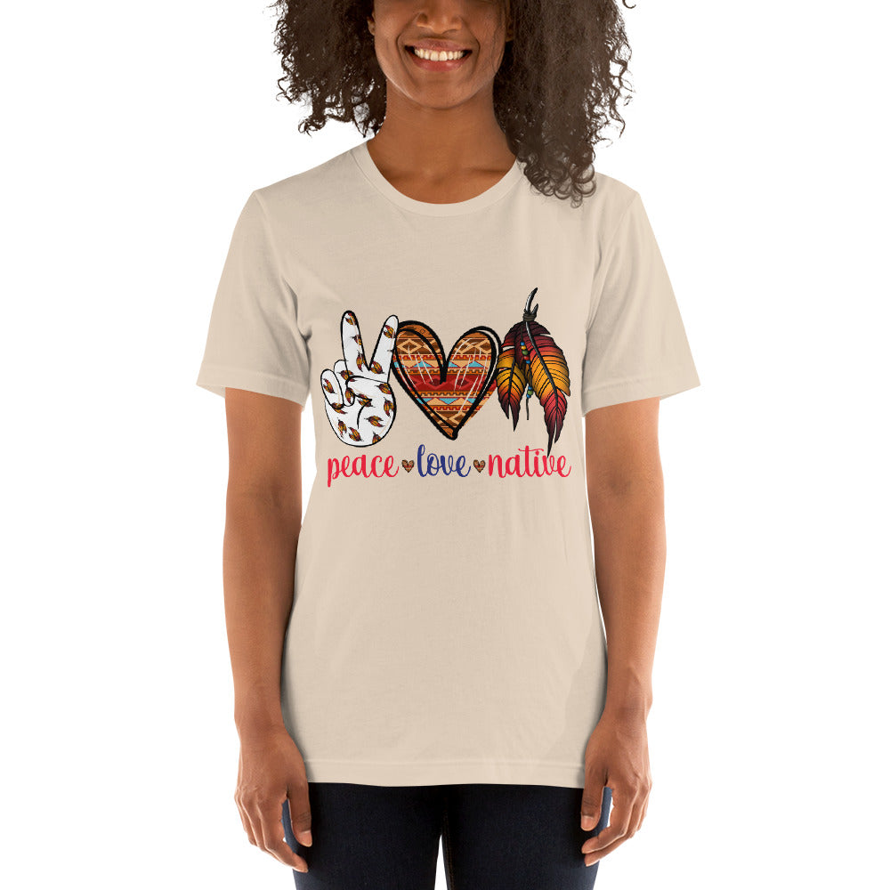 Unisex M/W Indigenous "Peace Love Native" T-shirt