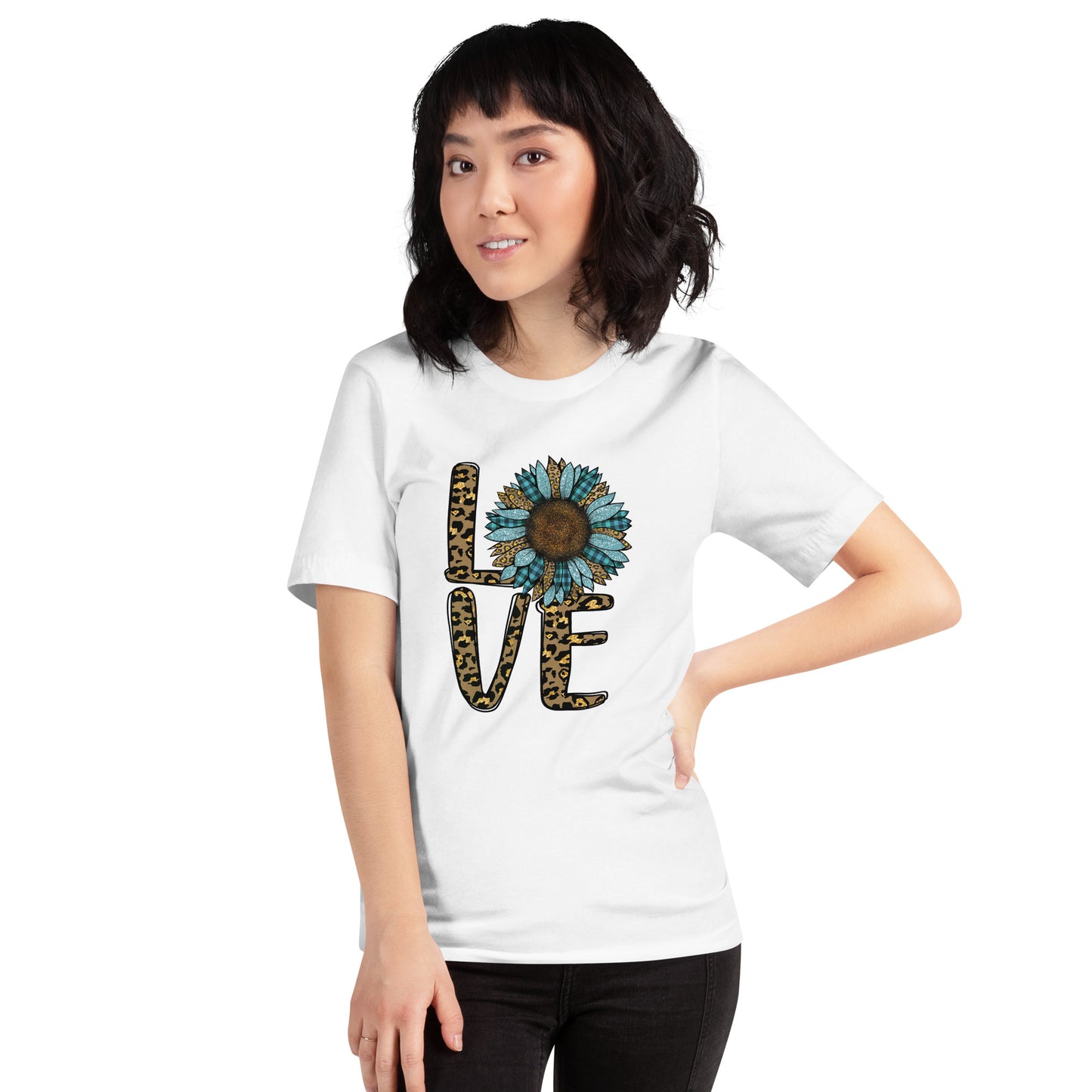 Sunflower "LOVE" Turquoise Leopard