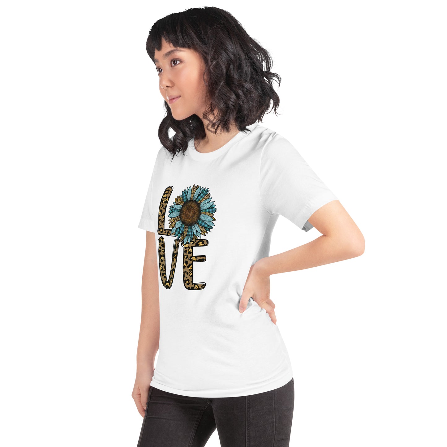 Sunflower "LOVE" Turquoise Leopard