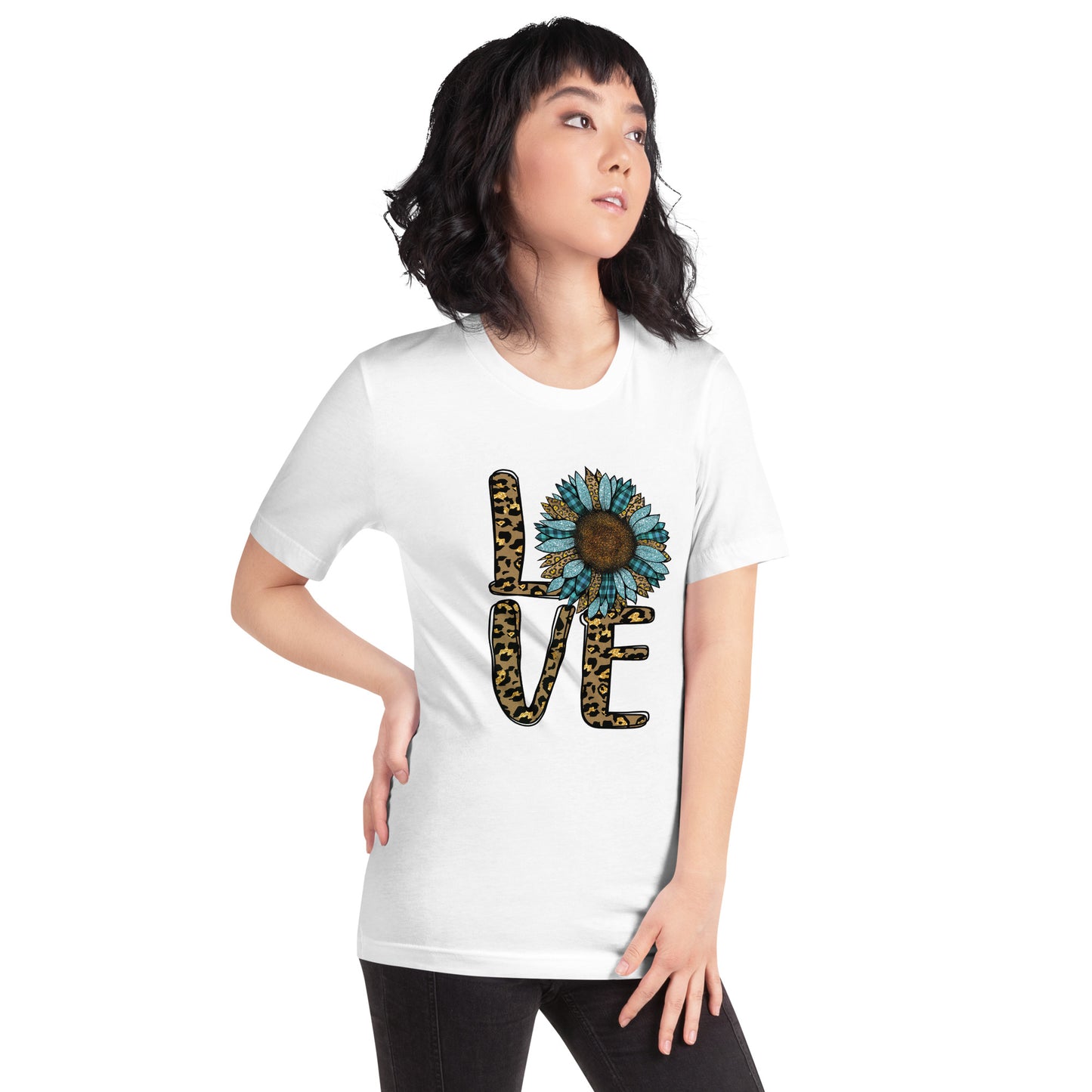 Sunflower "LOVE" Turquoise Leopard