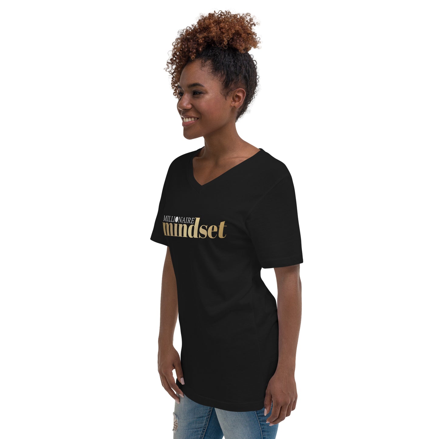 Unisex W/M V-Neck T-Shirt "Millionaire Mindset"